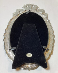Bijou 4 x 6 Oval Picture Frame/Crystals/Easel Stand Back/Silver & Cream Frame