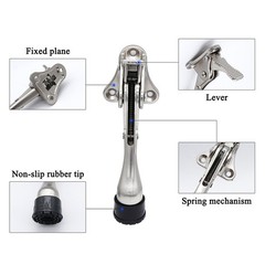 Heavy Duty Kickdown Door Stopper, One Touch Adjustable Kickdown Door Stop