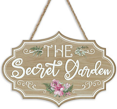 The Secret Garden Front Door Sign, Gardening Horticulture Floral Wood Plaque