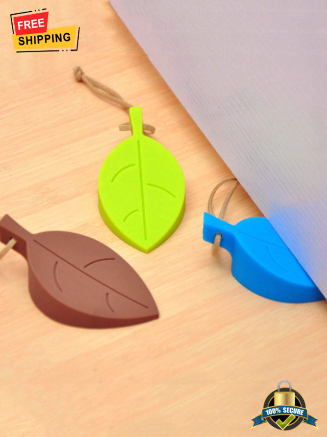 1pc Silicone Leaf Shaped Doorstop, Wind Resistant & Home Use