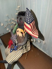 Primitive Art Doll Eagle Patriotic Americana Watermelon