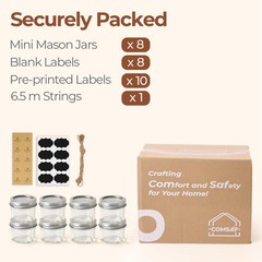 ComSaf Mini Mason Jars 4oz – 8 Pack, Regular Mouth 4oz*8 regular mouth, Clear