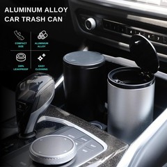 Car Trash Can With Lid – Leakproof Mini Garbage Can, Aluminum Alloy Bin, Acce…