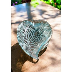 Murano Decorative Sculpture Heart Bowl Webbed with gold flakes, Glass Art