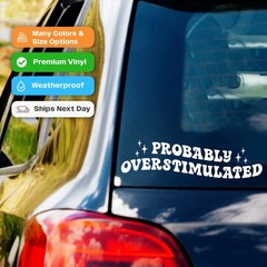 Probably Overstimulated Decal Car Truck Window Vinyl Sticker Funny Meme Decals