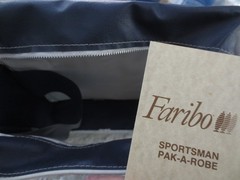 Faribo SPORTSMAN PAK-A-ROBE Blue Plaid FRINGED Acrylic THROW & THERMOS SET