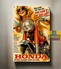Honda Vintage Motorcycle Ad Metal Sign 8×12 Retro You Meet Nicest People Poster