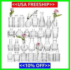 Glass Bud Vases in Bulk Set of 30 Pcs,Small Glass Vases for Flowers as Weddin…