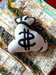 Novelty Dollar Sign Money Bag Pillow Plush Soft Black White Stripe Decor Gift