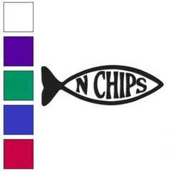 Jesus Fish N Chips, Vinyl Decal Sticker, Multiple Colors & Sizes #309