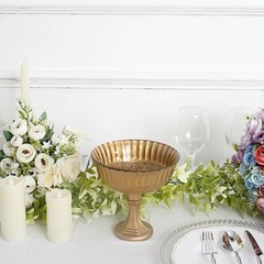 Gold 7 in Metal Compote VASE Roman Style Flower Pedestal Pot Party Decorations