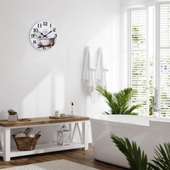Bathroom Wall Clock Rustic Style Waterproof Glass Wall Clocks for Bathroom, S…