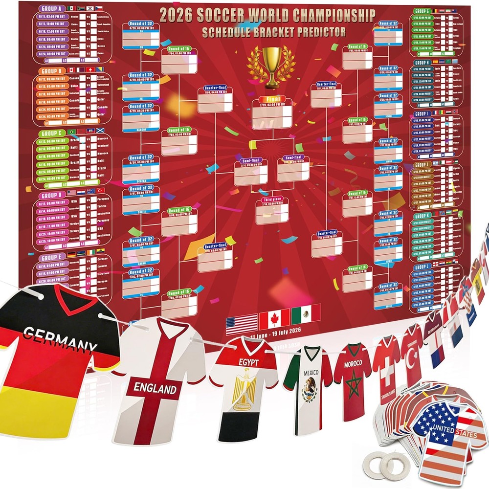 2026 World Soccer Cup Extra Large Schedule Poster 43in x 32in, 48 teams Socce
