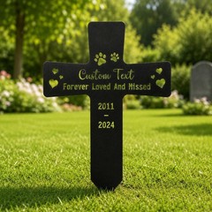 Personalized Pet Memorial Cross Metal, Custom Grave Marker Sympathy Gift Decor
