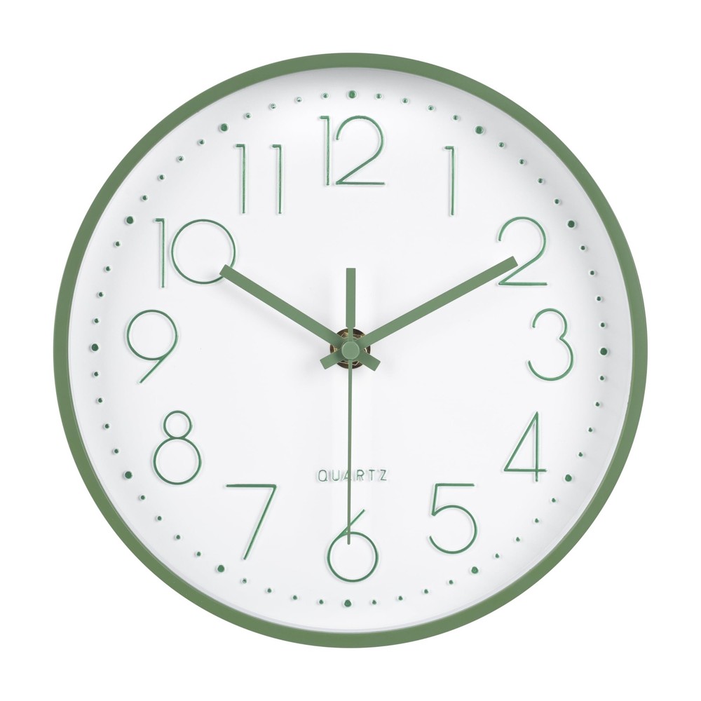Modern Green Bathroom Wall Clocks 8 Inch Non-Ticking Battery Operated for Office