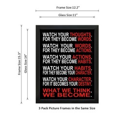 Black Framed Wall Art 3 Panels Motivational Office Positive Quotes Inspiratio…