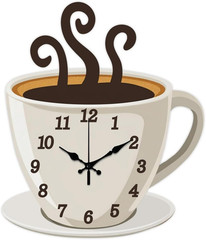 Coffee Wall Clock Coffee Cup Non-Ticking Clock Irregular Shape Decorative Wall C