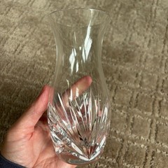 Wedgwood Majesty Pattern 7in Tall Clear Crystal Cut Floral Flower Bud Vase