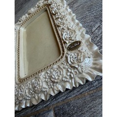 Santini Picture Frame Roses Floral Rhinestone Beaded Ornate 5 x 7 Photo Holder