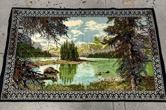 Vintage Velvet Cotton Landscape Tapestry Wall Hanging Mural 54×36” Turkey