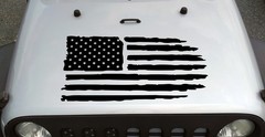 Distressed American Flag Decal – Matte Black Vinyl Sticker – Large Custom Sizes