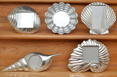 Set of 5 Sea Shell Shape Photo Frames Silver Tone Medium Vintage