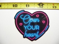 OPEN YOUR HEART SMALL STICKER DECAL NEON STYLE MOTIVATIONAL POSITIVE