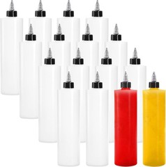 12 Pa 16oz Plastic Squeeze Condiment Bottles with Twist s,