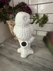 Anthropologie OWL Winter White Creature Bud Vase Flower Ceramic Woodland NEW