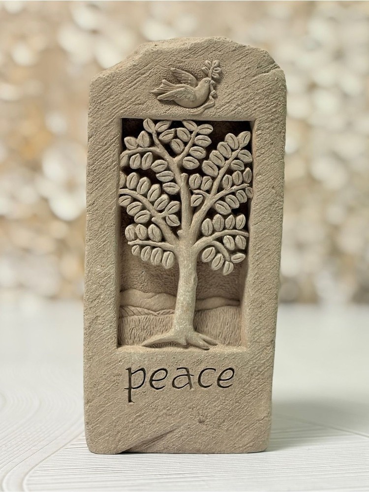 Peace Tree Stone Garden Plaque – Beige