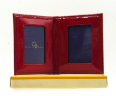 Bifold Frame MINI MINI Holds Two 1×2″ Photos Patent Leather Graphic Image RED