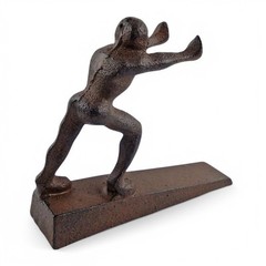 Cast Iron Hero Doorstop – Rustic “Strong Man” Wedge Holding the Line!