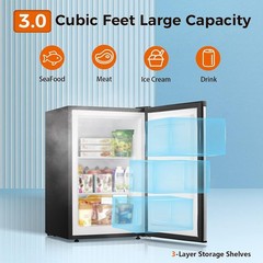Kismile Small Freezer Upright, 3.0 Cu.ft Mini Freezer with Adjustable Thermos…