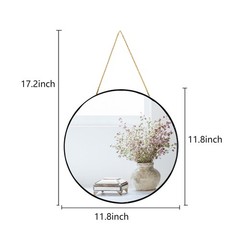 1 PCS 11.8 Inch Black Small Round Bathroom Wall Mirror Circle Decorative Mirror