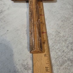 Vintage SyrocoWood Rugged Log Cross • 9.25″ Rustic Wall Decor • Made in USA 1950