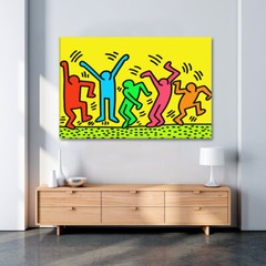 Keith Haring Dancers Framed Canvas Wall Art American Street Graffiti Posters