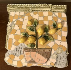VTG Mosaic Furniture 15” Yellow Lemon Tree Italian Style Hanging Wall Art Plaque