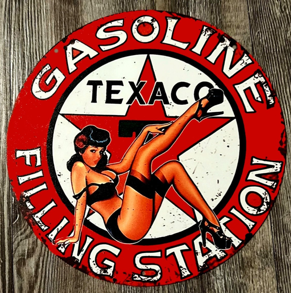 Texaco 12″ Diameter Vintage Novelty Metal Sign Made In USA New!