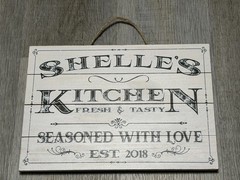 SHELLE’S Kitchen EST.2018 Personalized Sign Seasoned With Love Custom Wood Sign
