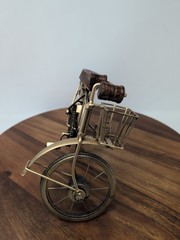 Vintage Bicycle Sculpture, Table Top or Shelf, Steel & Wood 14″ Hand Made