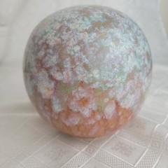 Decorative Ceramic Orb sphere ball drip glaze blue white rusty brown multi-layer