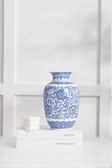Blue and White Vase, Blue Vases Home Décor, Chinoiserie Vase, Blue and White Por