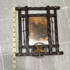 Black Metal Western Barbed Wire & Star Photo Frame, Freestanding 3.5×5