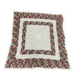 Handmade Crochet Granny Square Afghan Throw Lap Blanket 45in Multi Colors Ivory