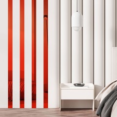 30 Pcs Striped Mirror Stickers, 1.57» x 11.8» Mirror Wall Stickers, Red