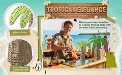 2 Pcs Weave Palm Tree Tabletop Decor, 9.8″ & 7″ Woven Rattan Palm Trees Tropical