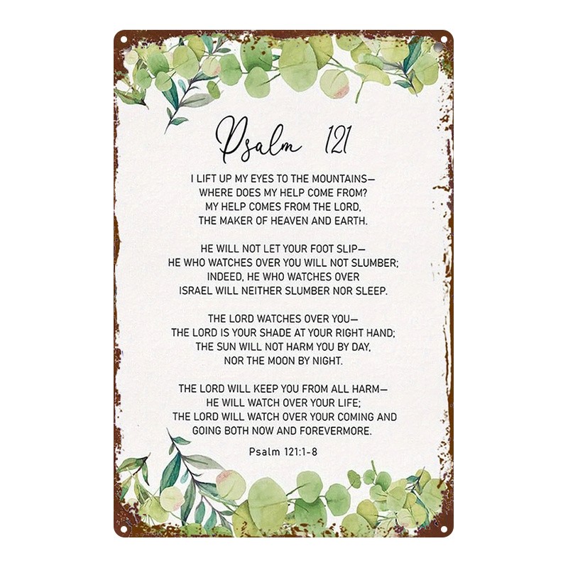Metal Bible Verse Wall Plaque – Psalm 121:1-8, 8×12 inch