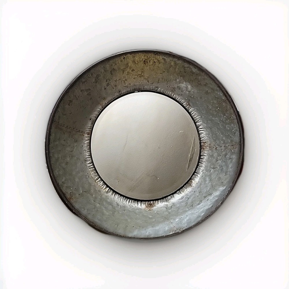 Galvanized Rustic Look Round Mirror KM120119 Natural Home 19×19 In