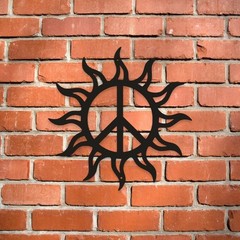 Peace Sign Metal Wall Art Sun Decor Retro Hippie Patio Yard Gift