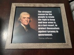Thomas Jefferson Right to Bear Arms quote framed